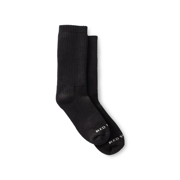 Unisex Cushion Crew Socks in Black Cotton Blend 97647
