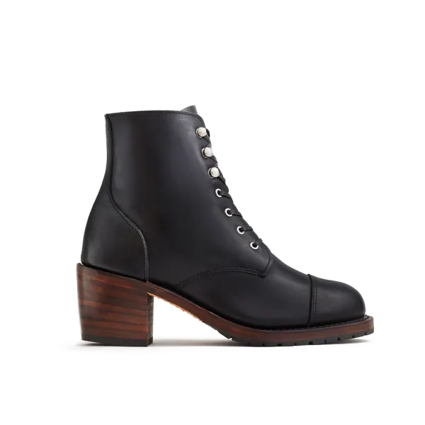 Women's Eileen Heeled Boot in Black Leather 3400