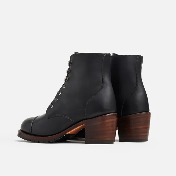 Women's Eileen Heeled Boot in Black Leather 3400 - Image 4