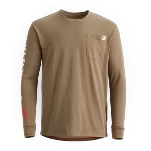 Men's Long Sleeve Classic Pocket Tee in Brown